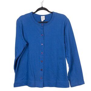 Silver Wear Cardigan Sweatshirt M Womens Blue Buttons 90s Grammacore Cozy Cotton